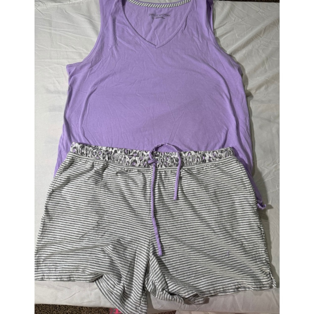 Carole Hochman Pajama‎ Set Sleepwear Tank Top Shorts Striped Lounge L